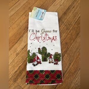 Cracker Barrel I’ll be gnome for Christmas cactus  kitchen towel -